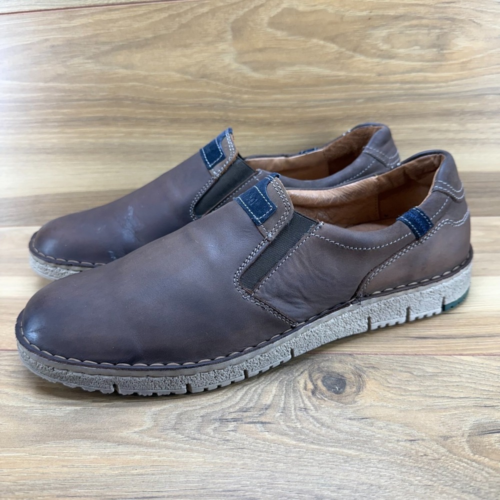 Josef Seibel Mens Size 12 EU 45 Brown‎ Leather Comfort Slip On Shoes